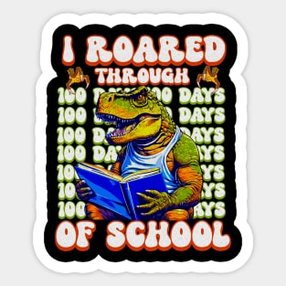 T- Rex Dinosaur 100 Days Of School Celebration Party Sticker